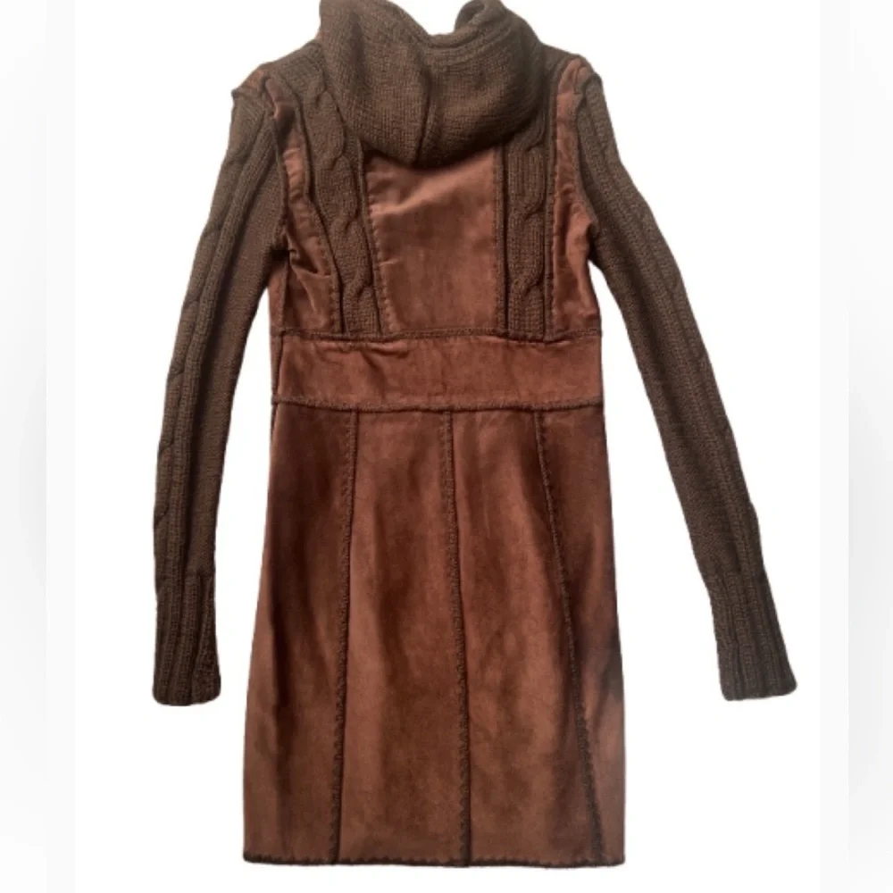 Y2K Festival Ready Brown Suede Sweater Hooded Women's Coat‎